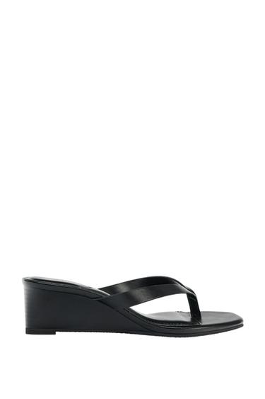 Zara WEDGE HEEL SANDALS - Black