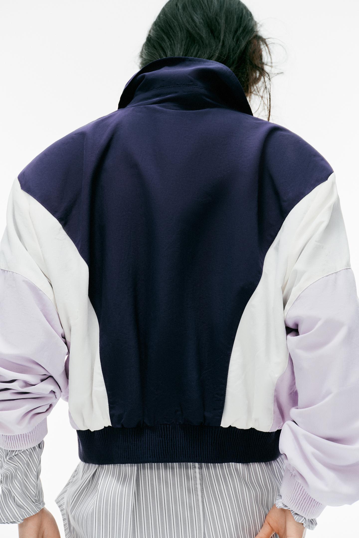 Женская куртка Zara Combined Bomber, цвет: Тёмно-синий — фото 5