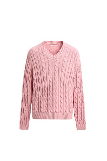 JERSEY MIT ZOPFMUSTER LIMITED EDITION - Rosa von Zara