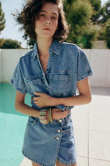 CAMISA Z1975 CORTA DENIM - Azul medio de Zara
