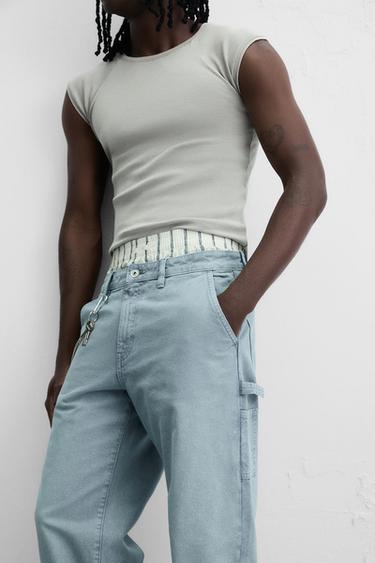 PANTALON DÉLAVÉ POCHE CARPENTIER - Bleu de Zara - Image 4