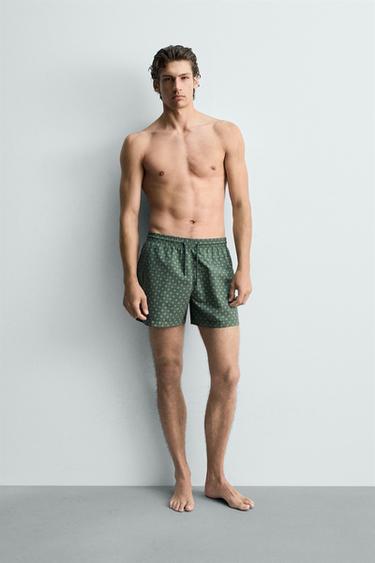 GEOMETRIC PRINT SWIMWEAR - Billiard green by Zara - Image 0