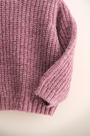 ZARA TIMELESS - PULL GROSSE MAILLE AVEC LAINE - Rose moyen de Zara - Image 2
