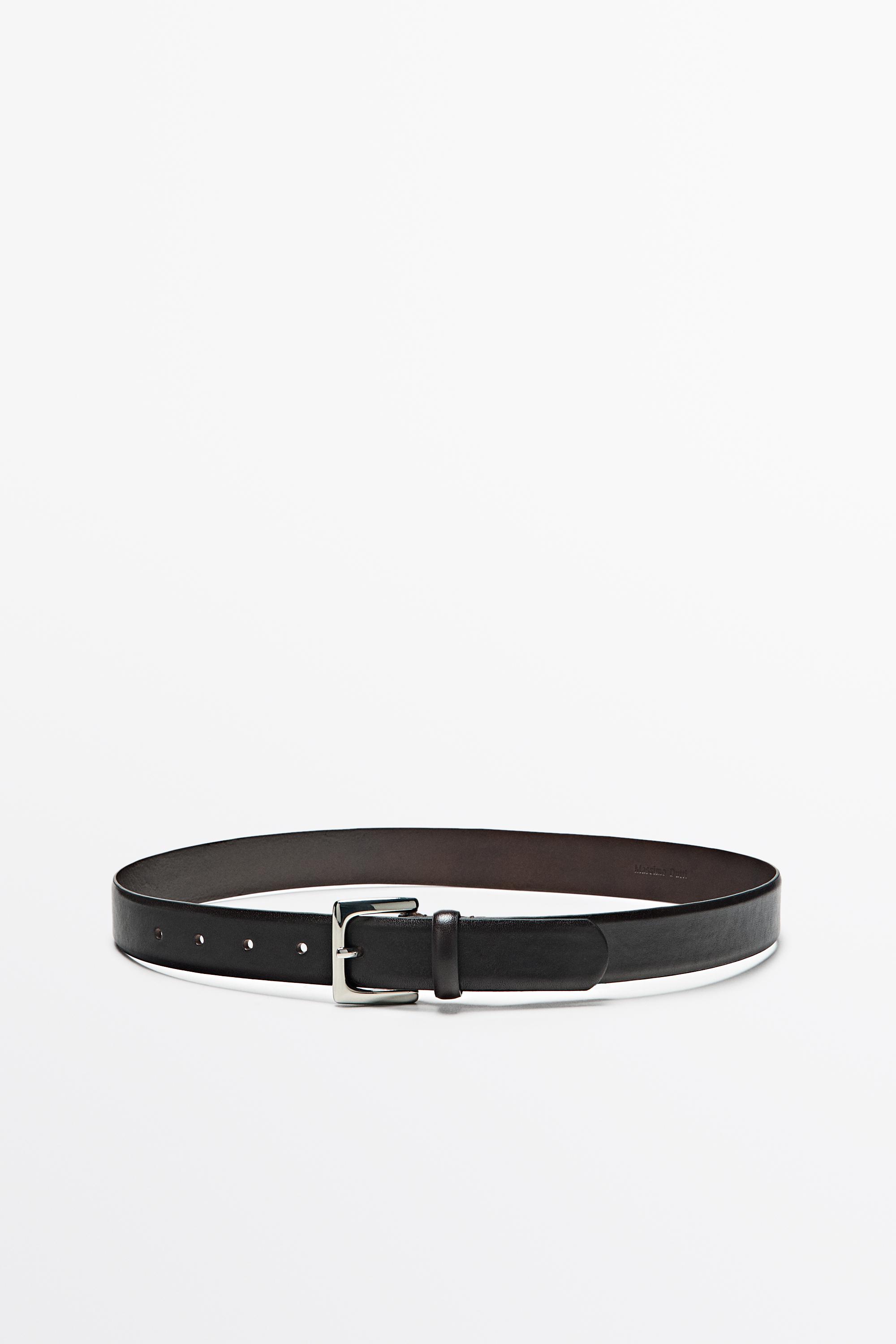 Nappa leather belt with square buckle