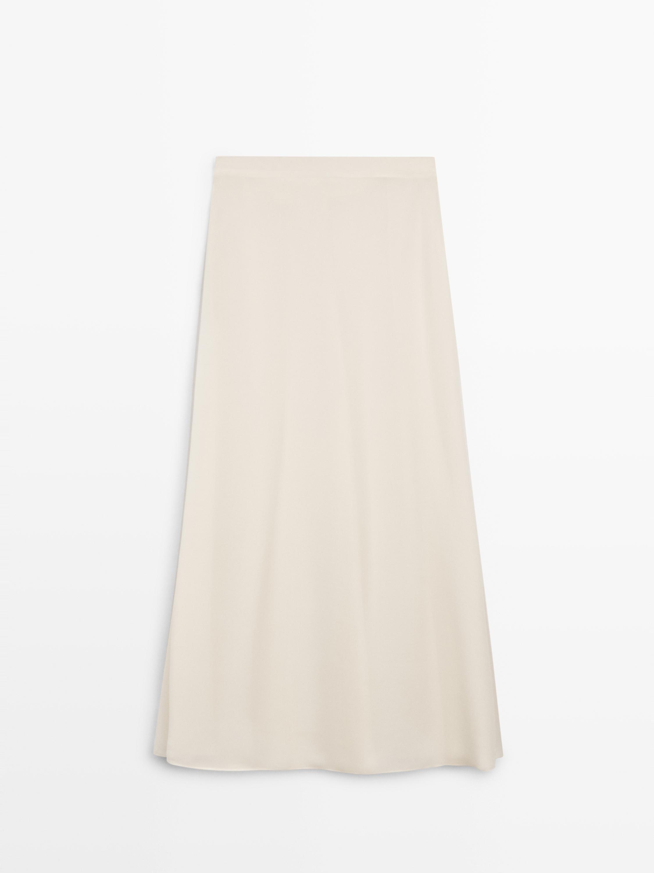 Flowing 100% silk midi skirt with seams - STUDIO
