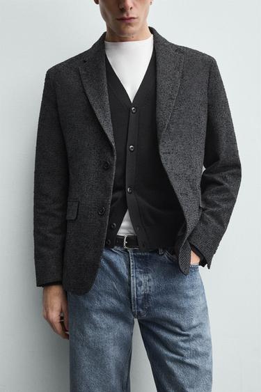 BLAZER EN PIED-DE-POULE BOUCLÉ - Gris anthracite de Zara - Image 4
