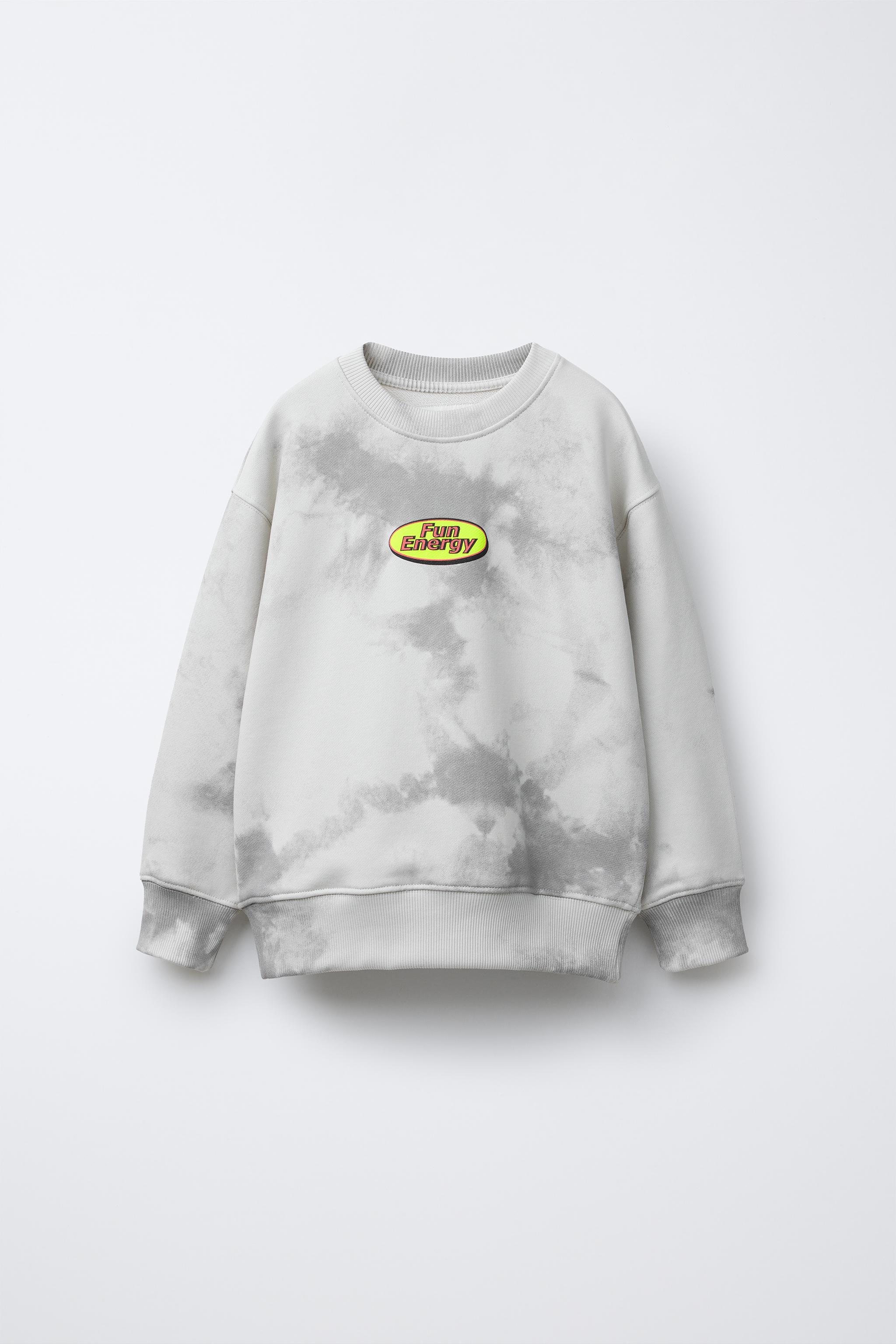 TIE-DYE SWEATSHIRT WITH PRINT Light grey ZARA Australia