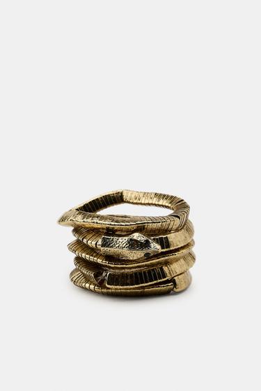 PACK OF ELASTIC SNAKESKIN PRINT BRACELETS - Golden by Zara