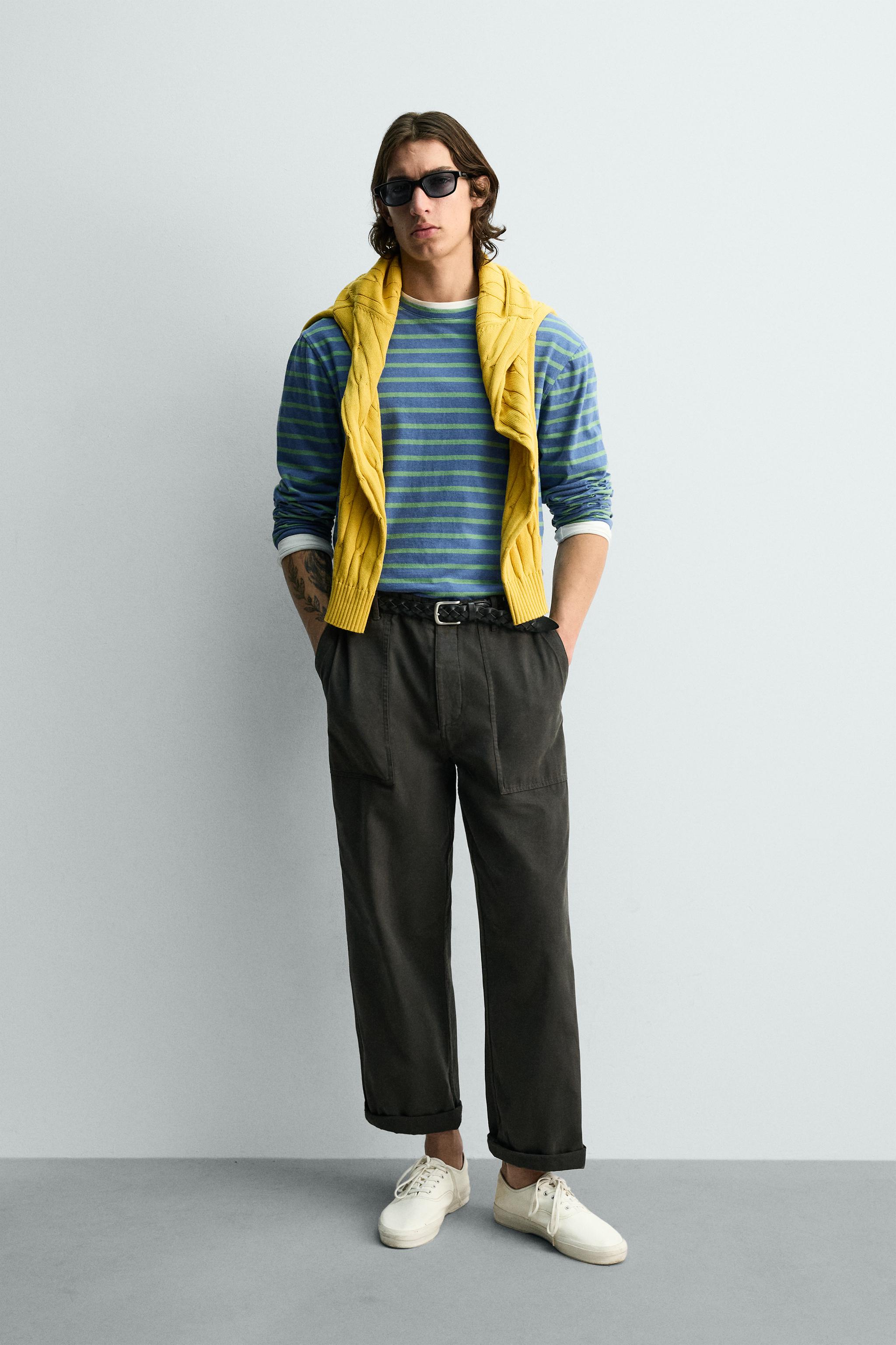 JACQUARD STRIPED T-SHIRT - Blue | ZARA Singapore