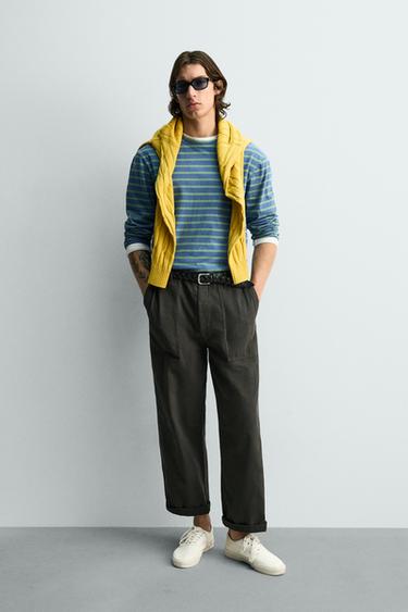 CAMISETA JACQUARD RAYAS - Azul de Zara - Imagen 0