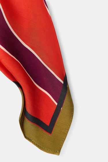 100% VISCOSE STRIPED PRINT SCARF - Red by Zara - Image 3