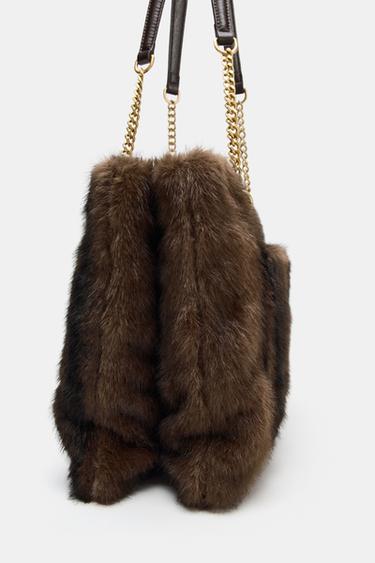 SAC PORTÉ ÉPAULE EFFET FOURRURE - Marron de Zara - Image 3