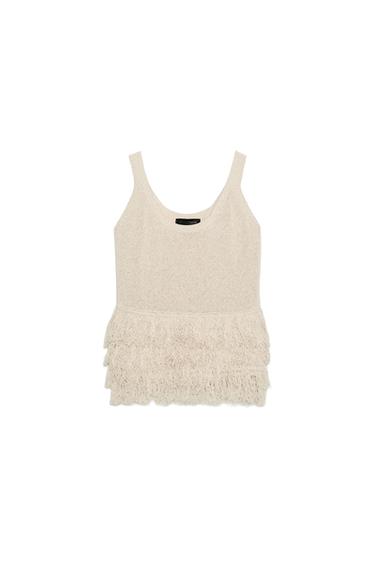 FRINGED KNIT TOP - Ecru by Zara
