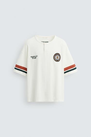 CAMISETA  PARCHE RUGBY - Blanco roto de Zara - Imagen 0