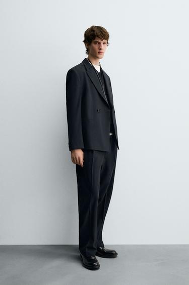 VESTE CROISÉE COSTUME RAYURES - Bleu marine foncé de Zara - Image 3