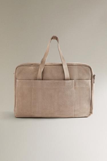 SPLIT LEATHER TRAVEL BAG - Ecru White by Zara