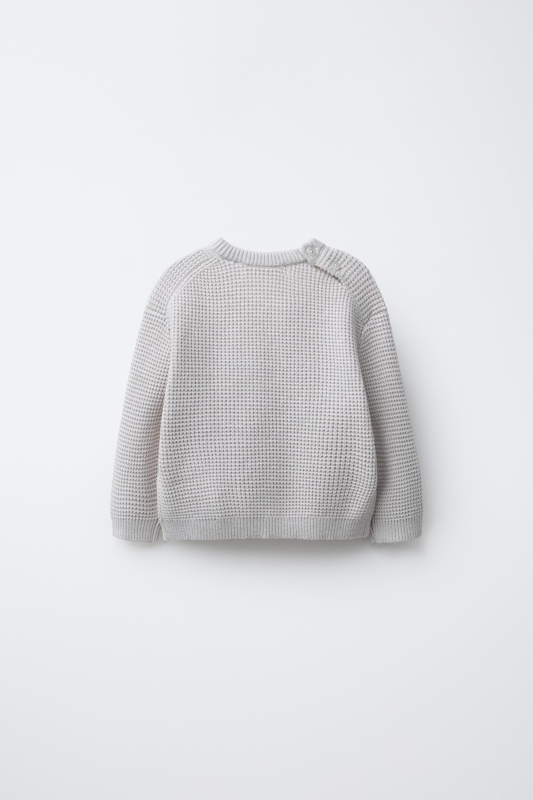 ワッフルニット クマパッチセーター - ライトグレー | ZARA