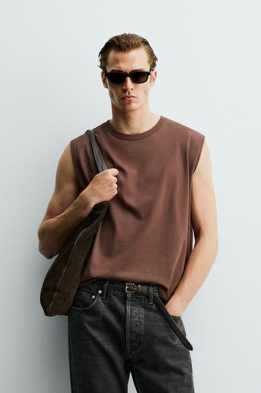 CAMISETA TANK RELAXED FIT - Marrón oscuro de Zara