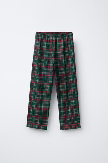 AGES 6-14 / CHECK FLANNEL PYJAMAS - Green by Zara - Image 4