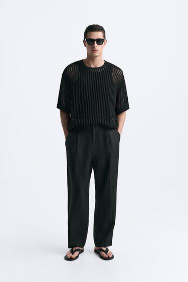 T-SHIRT EN MAILLE AJOURÉE - Noir de Zara - Image 0