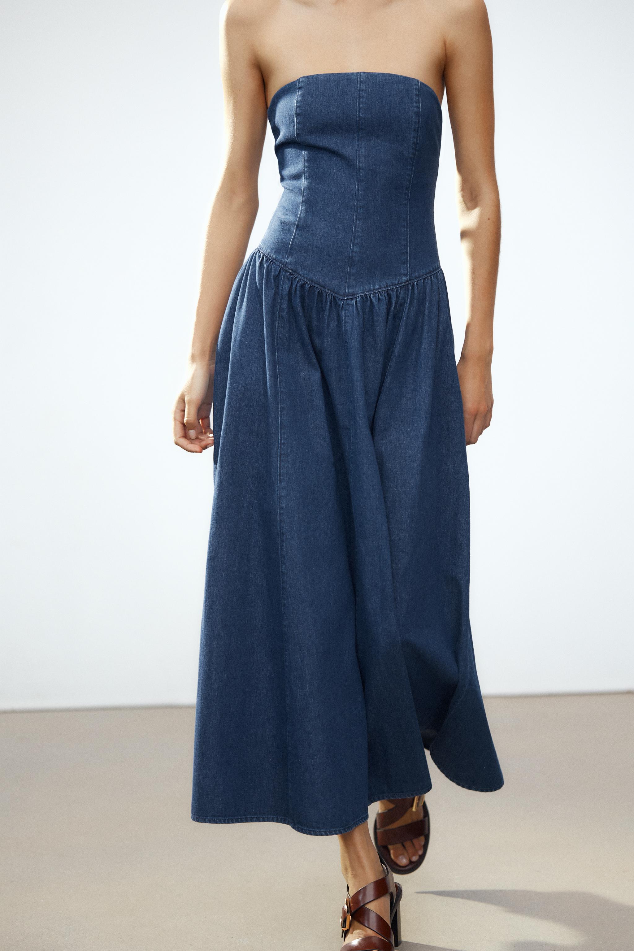 Vestido Vaquero Mujer Vestido Corto De Denim ZARA Trf Para Mujer