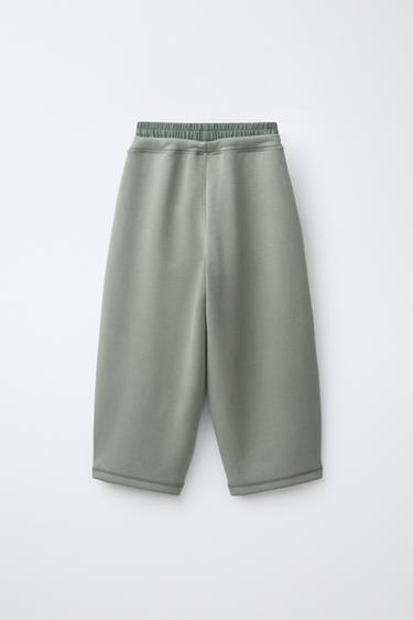 SPORTY BARREL PANTS WITH DOUBLE WAISTBAND — Khaki 2