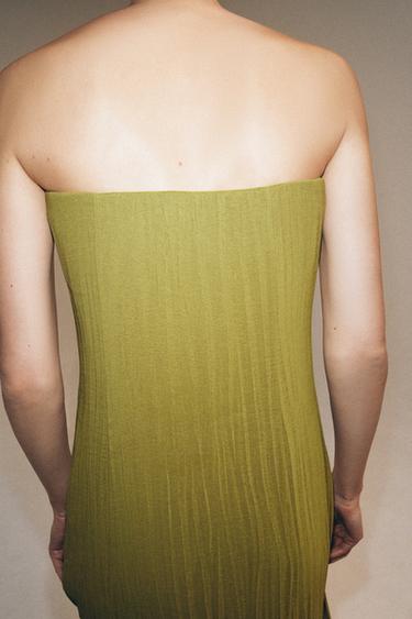 TEXTURED BANDEAU DRESS - Mid-green by Zara - Image 2