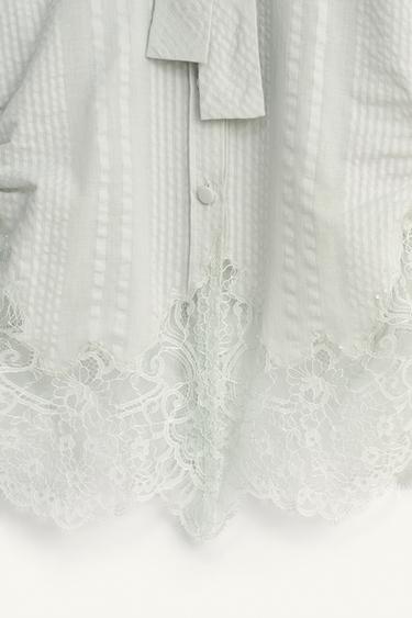 LIMITED EDITION LACE SHIRT WITH TIES - Sea green by Zara - Image 8