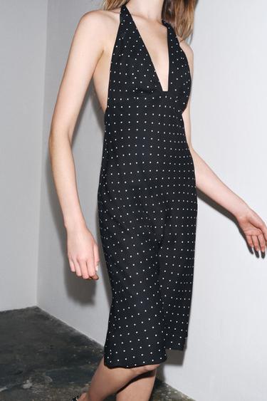 ROBE HALTER À POIS ZW COLLECTION - Noir / Écru de Zara - Image 4