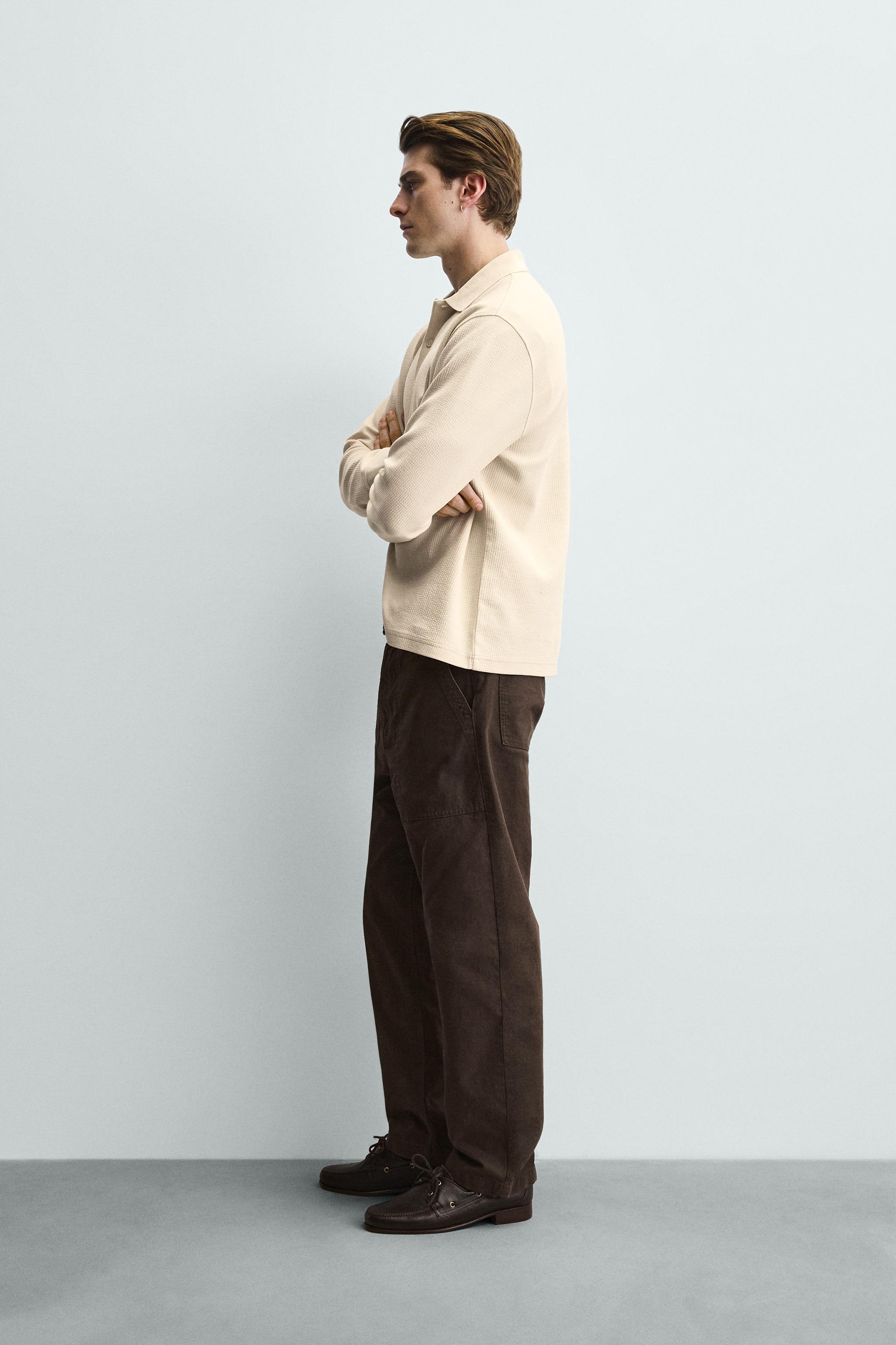 STRIPED TEXTURED POLO SHIRT