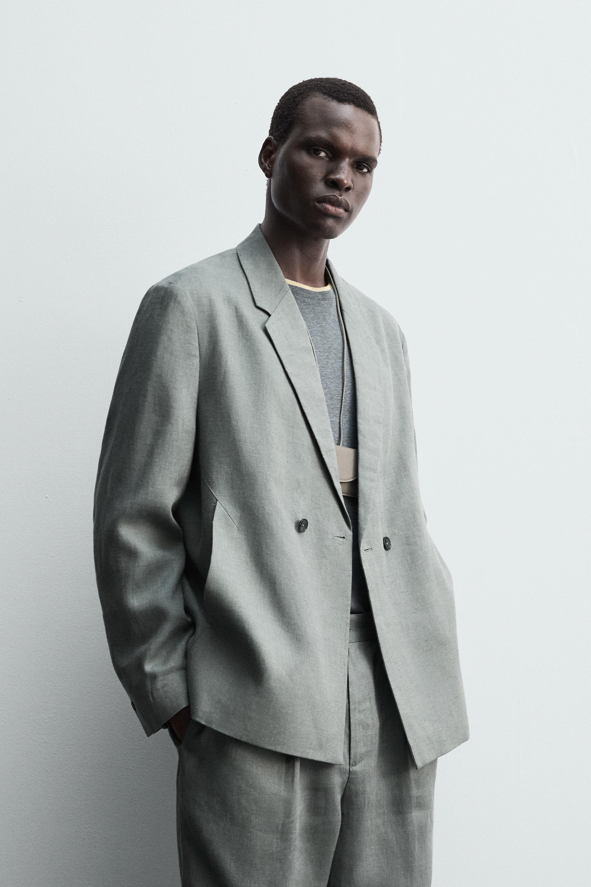 【6点セット】ZARA ネイビー チェック柄 ダブルブレスト スーツ 152cm ダブルブレスト仕様ウールブレザー - ネイビーブルー | ZARA
