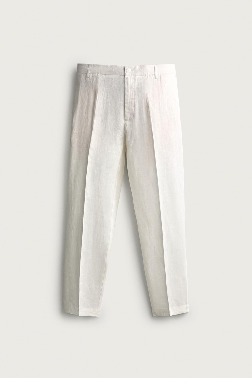 100% LINEN REGULAR FIT TROUSERS