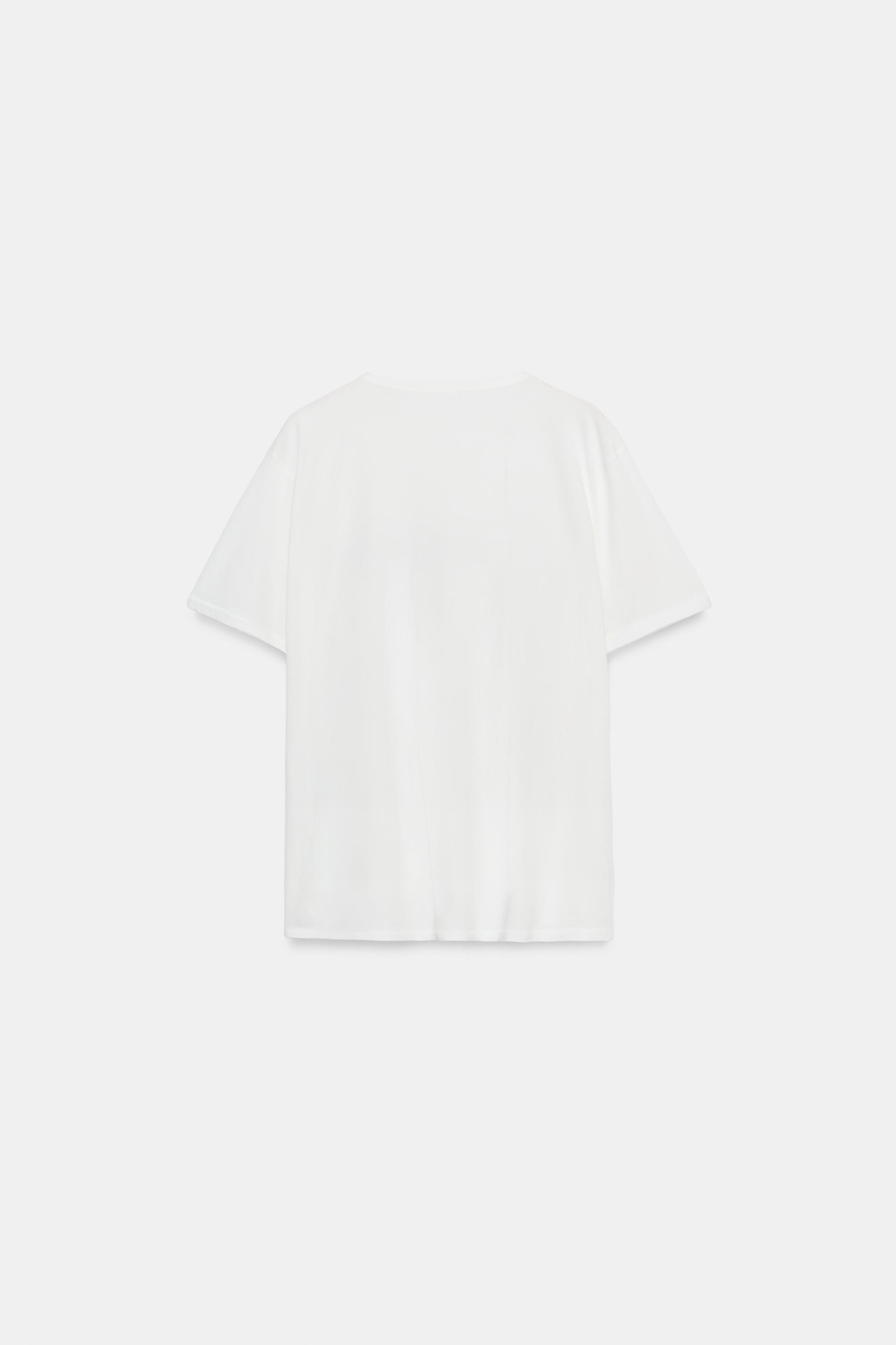 Zara TEXT PRINT OVERSIZED T-SHIRT — фото 7