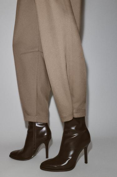 CARROT FIT TROUSERS WITH ELASTIC WAIST - camel by Zara - Image 4