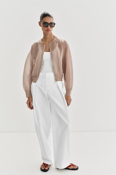 KNIT BOMBER JACKET - Beige-pink by Zara