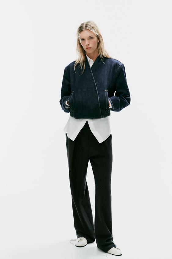 TRF CROSSOVER DENIM BOMBER JACKET - Dark indigo de Zara - Imagen 0