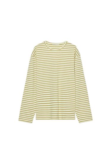 STRIPED COTTON AND LINEN T-SHIRT - Beige by Zara