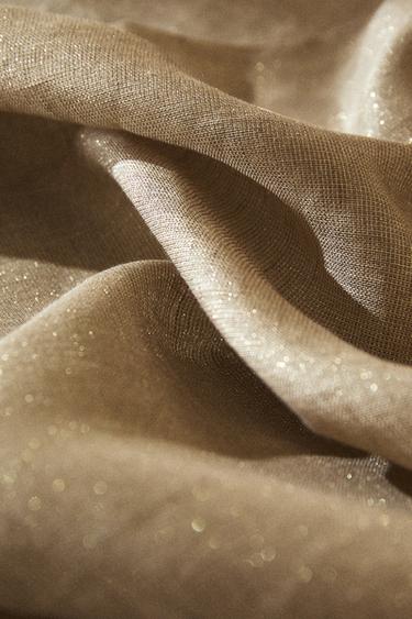 Zara METALLIC THREAD CHRISTMAS LINEN TABLECLOTH - Golden