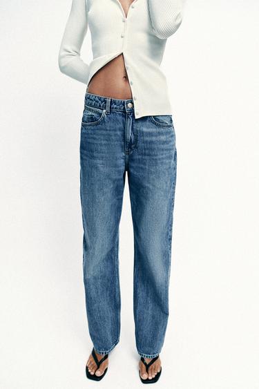 Zara Z.03 HIGH WAIST STRAIGHT LONG LENGTH JEANS - Mid-blue