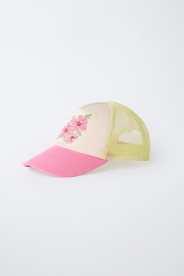 EMBROIDERED MESH CAP WITH FLOWERS - Yellow by Zara - Image 1