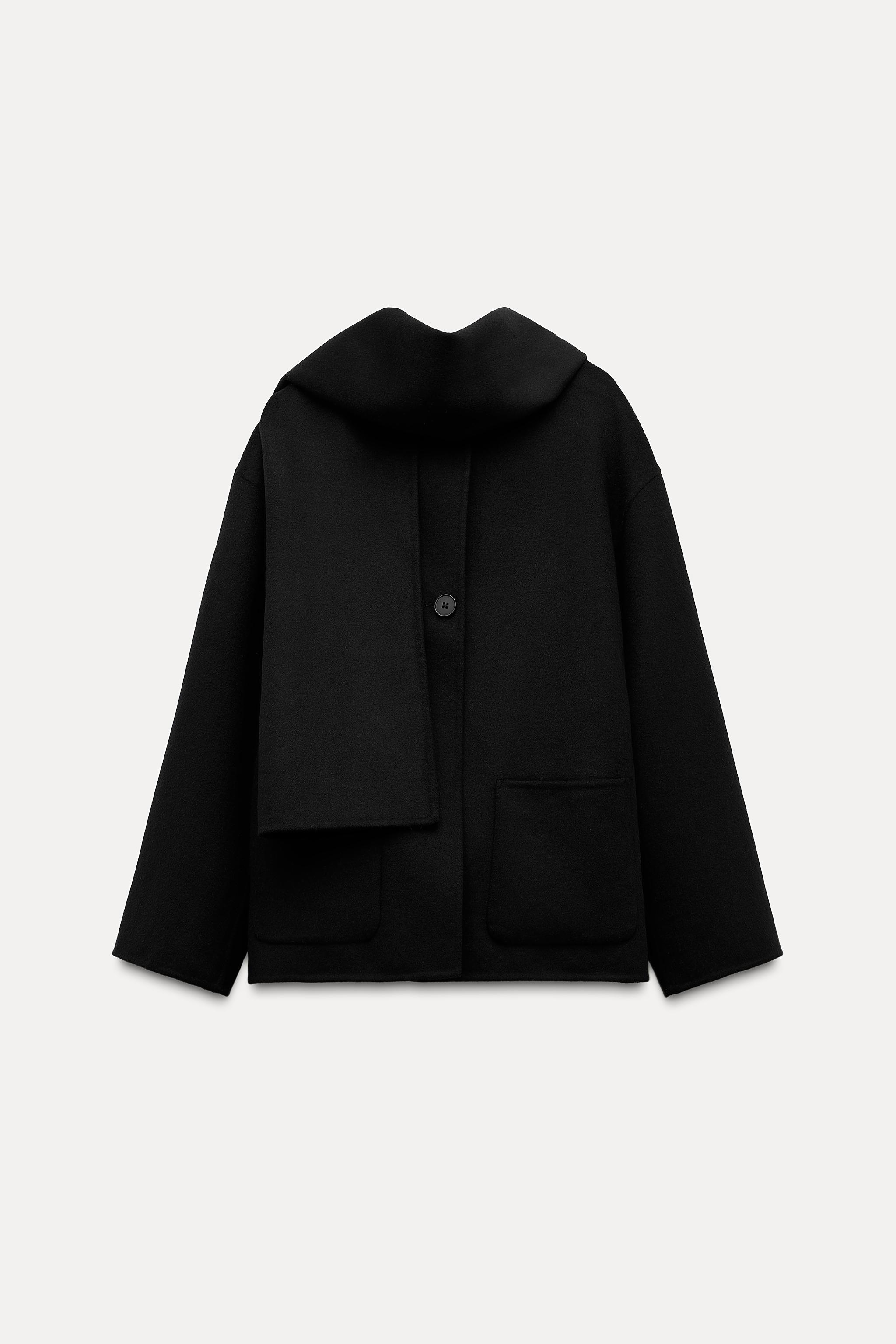 Zara Woman popular Black Wool Wrap Collar Jacket Size X-Small