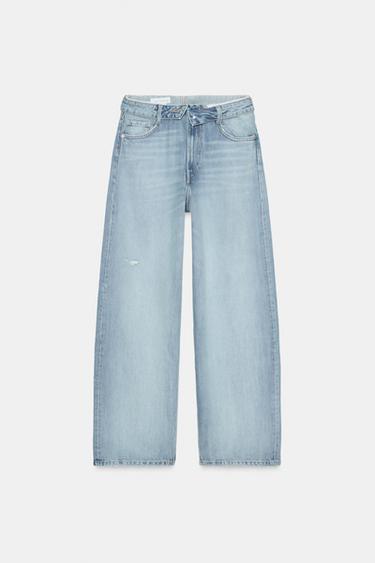 JEANS TRF CINTURA VUELTA TIRO BAJO - Azul claro de Zara