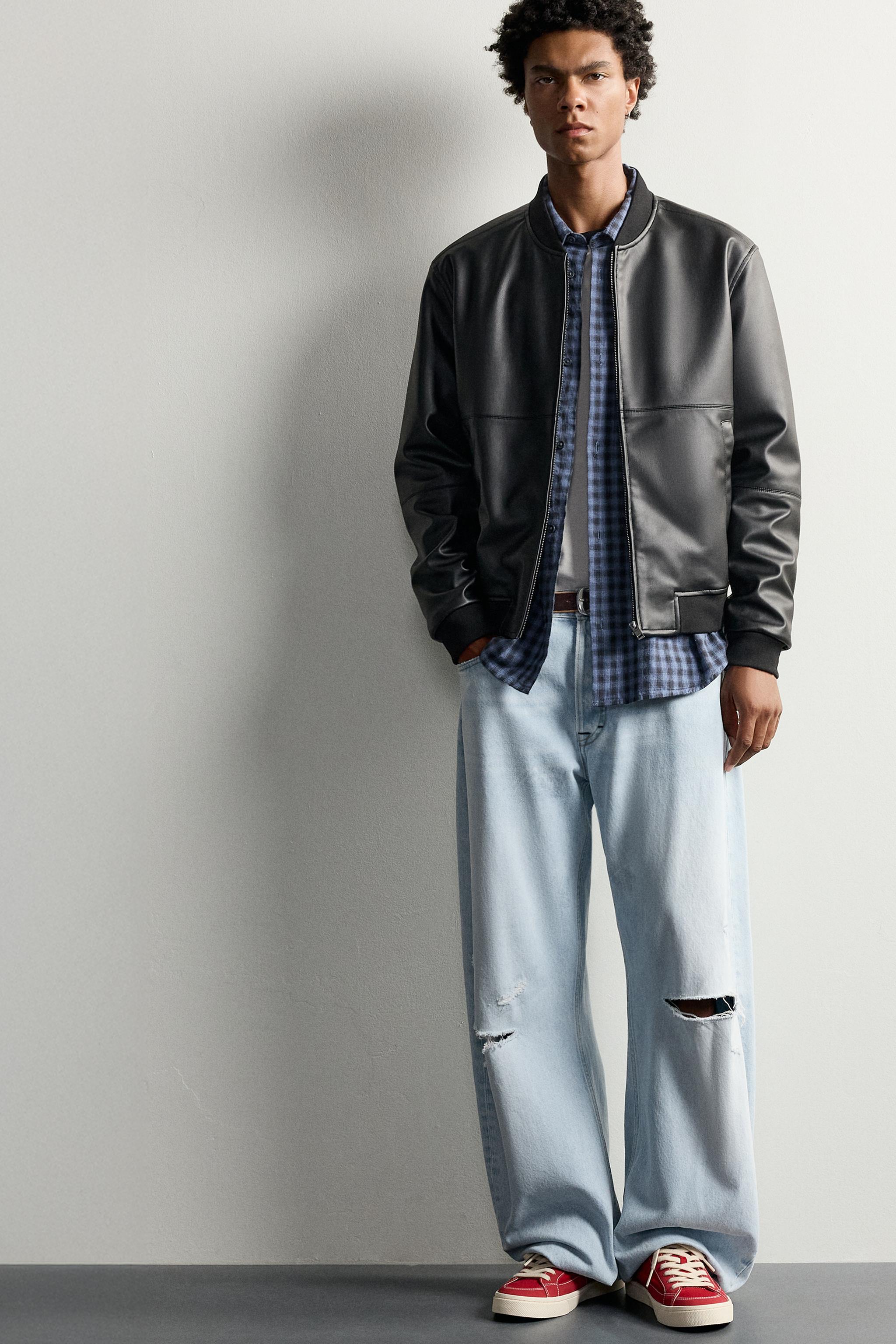 FAUX LEATHER BOMBER JACKET