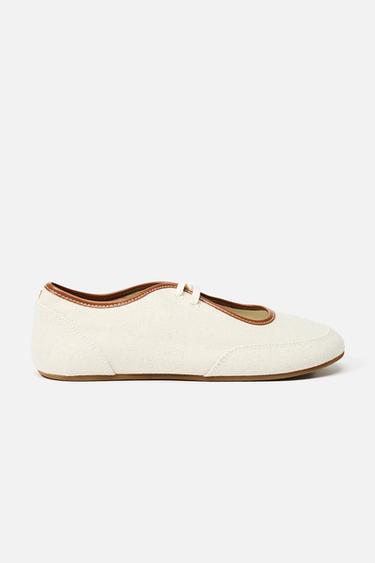BALLERINES EN TISSU - Blanc écru de Zara