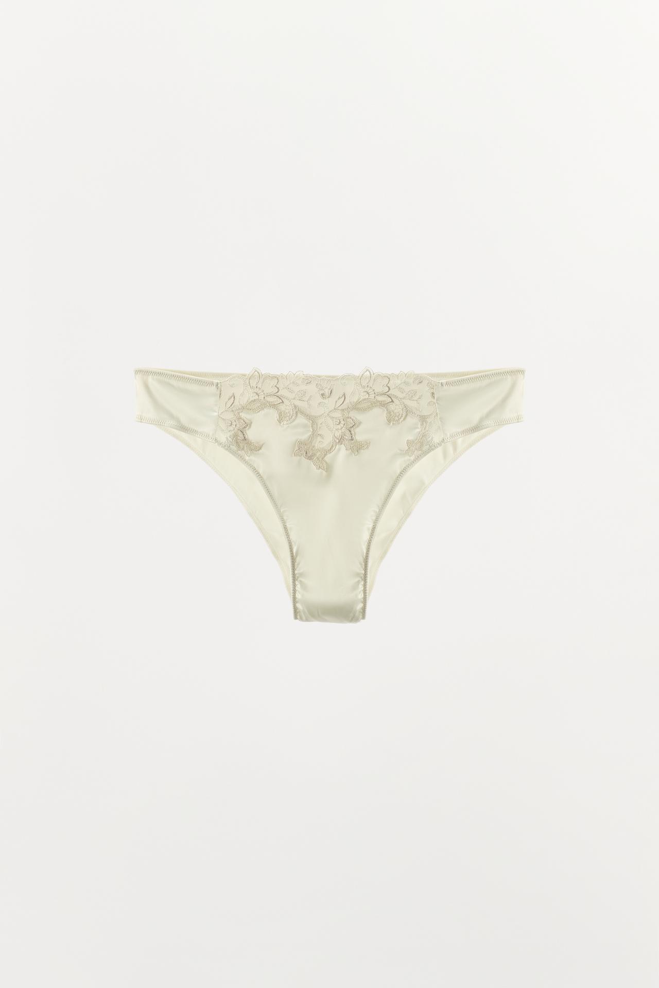 SATIN LACE BRIEFS — Ecru