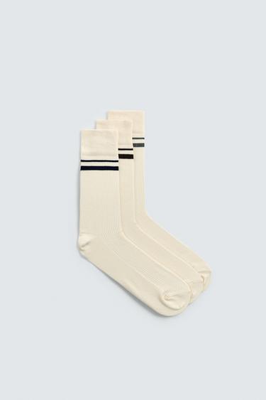 3-PACK OF STRIPED SOCKS - Ecru by Zara