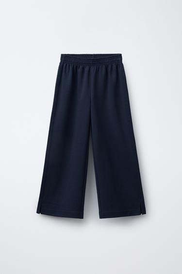 შარვალი ინტერლოკი WIDE LEG - Zara-ს Navy blue
