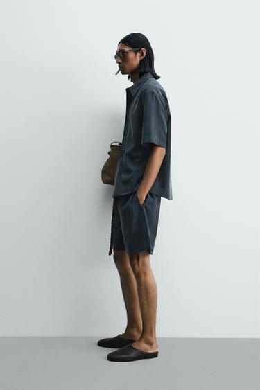 CHEMISE RELAXED FIT EFFET DÉLAVÉ - bleu pétrole délavé de Zara - Image 3