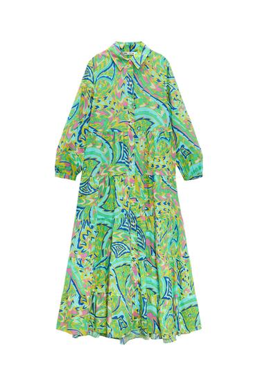 PRINTED DRESS WITH SMALL BAG