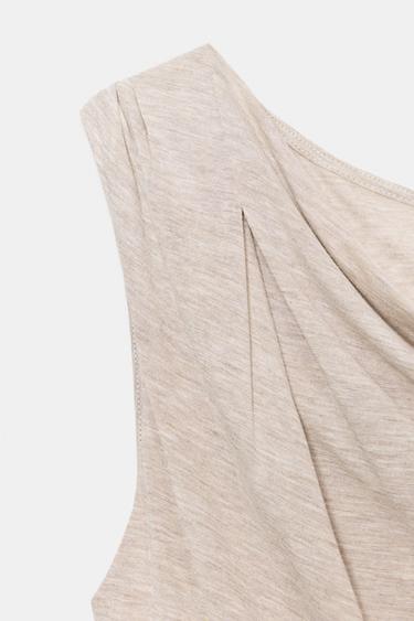 TOP ASYMÉTRIQUE DRAPÉ. - Sable / Chiné de Zara - Image 7